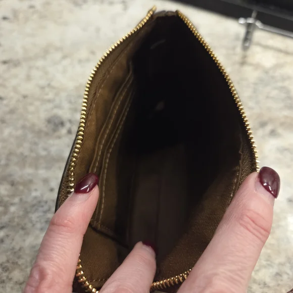 Coach Floral Signature Zip Card Case - Brown with Pink & Cream Flowers - Picture 6 of 6